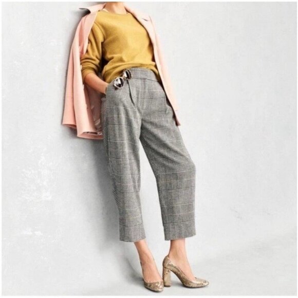 NEW! J.Crew  Wool Blend Houndstooth Trouser Pants Black White SZ 2 - Picture 1 of 11